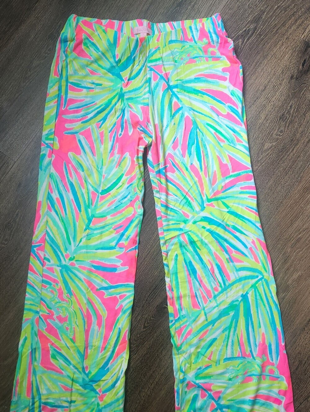 EUC Lilly Pulitzer Georgia May Palazzo Pants In Tiki Pink/Royal Lime, Size S - Picture 3 of 7
